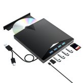 7in1 Harici DVD Sürücü, 4 USB Bağlantı Noktalı ve TF/SD Kart Yuvalı Dizüstü Bilgisayar için Harici DVD Oynatıcı, PC için Taşınabilir CD ROM Harici Sürücü, MacBook Windows 7/8/10/11 Linux Mac OS için