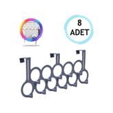 8 Adet Gri Gondol Kapı Arkası Askılık - Çok Amaçlı Kapı Arkası Askılığı