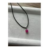8 mm Pembe Akik Taşı Deri İp Kolye