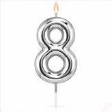 8 Rakam Mum Gümüş - 10 cm