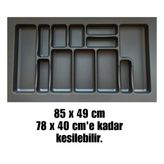 85x49 cm_Antrasit mikro kabartma desenli çekmece içi kaşıklık, ücretsiz kesim