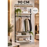90 Cm Duvar Raf Askılık Sistemi 3 Raflı 200 Cm Konik Dikme Hazır Set Beyaz