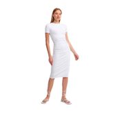 90327 Fitilli Midi Boy Elbise-beyaz
