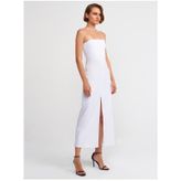 90758 Straplez Elbise-beyaz