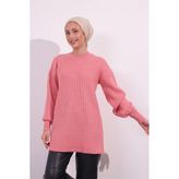 9081 Yumoş Triko Tunik - Pembe - Standart