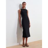 91099 Vücuda Oturan Midi Elbise-Siyah - 40