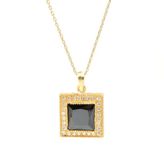 925 Ayar Gümüş Kare Onix Taşlı Kolye