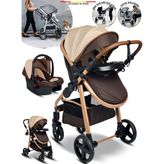 950 Tayla 6 In 1 Mama Tablalı Çift Yönlü Travel Sistem Bebek Arabası - Gold Kahve