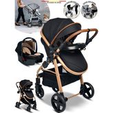 950 Tayla 6 In 1 Mama Tablalı Çift Yönlü Travel Sistem Bebek Arabası - Gold Siyah