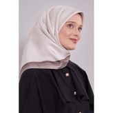 A.Bej Kenar Bordürlü Twill İpek Eşarp
