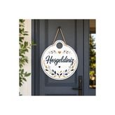 AA Shop Hoşgeldiniz Kapı Süsü Modern Dekoratif Ahşap Kapı Süsü Ev Giriş Kapı Dekoru