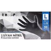 Aba Nails Pudrasız Siyah Nitril Eldiven Large Haspet 100LÜ