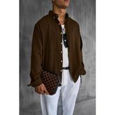 Abluka Online Erkek Oversize Basic Rahat Gömlek Kahverengi - XL