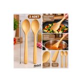 abnturk 23 Cm 2 Adet Bambu Tahta Kaşık Seti Doğal Bambu Ahşap Yemek Pişirme ve Karıştırma Kaşığı Teflon Granit ve Seramik Tavalara Uygun Çizilmeyi Önlemeye Yardımcı Çok Amaçlı Mutfak Gereci
