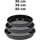 abnturk 30-36-40 cm 3 Adet Emaye Yuvarlak Fırın Tepsisi Seti - 31 x 12 cm - Siyah