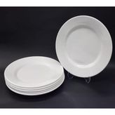 abnturk 6 Adet Beyaz Melamin Tatlı,Pasta Servis Tabağı 21cm Sığ Tabak Günlük Kullanıma Hesaplı Ordövr Tabak
