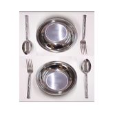 abnturk Yaşamboyu Garanti 6 Parça Yemek Seti 16CM Standart Porsiyon 2 Çelik Yemek Tabağı +2 Çatal +2 Kaşık
