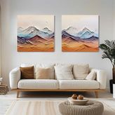 Abstract Mountains İkili Set 3D Yoğun Yağlı Boya Tablo