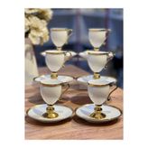 ACAR 6lı prune sade beyaz gold ayaklı türk kahve fincan takımı