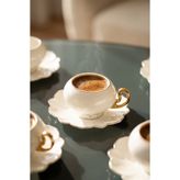 ACAR Bailey 6 Kişilik Porselen Kahve Fincan Takımı Gold - 100 ml