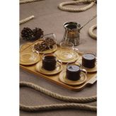 Acar Bambu Tabak ve Tepsili Cam Kahve Fincan Takımı