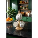 Acar Corey Bambu Standlı Kupa Seti - 320 ml - Ahşap - Beyaz