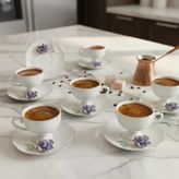 Acar Felicity 12 Parça 6 Kişilik Kahve Fincan Takımı Mor 08203