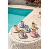 Acar Hilda 6 Kişilik Porselen Kahve Fincanı Takımı - 90 ml - Renkli