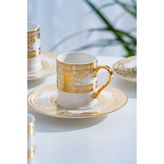Acar Joanne 24K Altın Detaylı 6 Kişilik Porselen Kahve Fincan Takımı - 90 Ml - Renkli