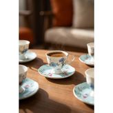 Acar Leador 6 Kişilik Porselen Kahve Fincan Takımı Yeşil - 90 ml
