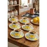 Acar Limon Desenli 6 Kişilik Kahve Fincanı Takımı 90 Ml 09502