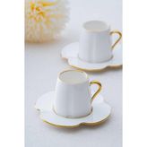 Acar Lotus Duo 2 Kişilik Kahve Fincanı Takımı - 90 ml - Beyaz