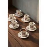 Acar Margot 6 Kişilik Porselen Kahve Fincan Takımı - 100 ml - Renkli