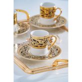 Acar Martha 24K Altın Detaylı 6 Kişilik Porselen Kahve Fincan Takımı - 90 ml - Renkli