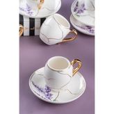 Acar Mimosa 6 Kişilik Kahve Fincanı Takımı 90 ml Desenli Porselen 12 Parçalı Set
