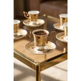 Acar Nicoline 24K Altın Detaylı 6 Kişilik Porselen Kahve Fincan Takımı - 90 ml - 12 Adet