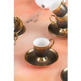 Acar Nova Gold 6 Kişilik Kahve Fincanı Takımı - 90 ml - Siyah