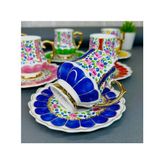 Acar Queen Victorya El Boyama Porselen 6 Lı Fincan Takımı 90 ml - Renkli