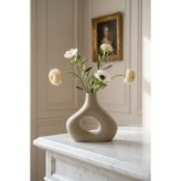 Acar Terra Luxe Dalgalı Halka Krem 21 cm Vazo