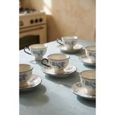 ACAR Vintage Garden 6 Kişilik Porselen Çay Fincan Takımı