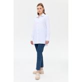 Accort Oversize Koton Gömlek - Beyaz - 44