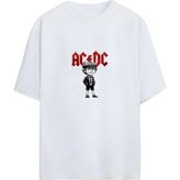 Ac/dc - Oversize T-Shirt - Beyaz - L
