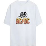 Ac/dc - Oversize T-Shirt - Beyaz - M