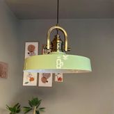 Açe Mint Tekli Delikli Eskitme Başlık Avize Retro Sarkıt Ofis Showroom Salon Mutfak Avizeleri - Açık Yeşil