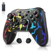 AceGamer 2.4G Wireless Bluetooth Controller for PC/Steam/Switch with Linear Motors, Hall Joysticks and RGB Light- Upgraded PC Controller and Back Buttons Lock, Multi-Platform Support(Colorful Flame )