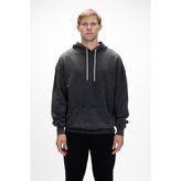 Acid Bear Kapüşonlu Siyah Oversize Erkek Sweatshirt