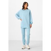 Açık Mavi O Yaka Basic Oversize Kadın Eşofman Tunik Takım - 95347