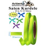 Açık Yeşil Kurdele Saten 1 Cm 10 Metre 2 Adet Saten Kurdela Parlak Hediye Ve Süsleme Şeridi Süs Paketleme Çiçek Saç El