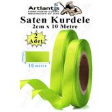 Açık Yeşil Kurdele Saten 2 Cm 10 Metre 2 Adet Saten Kurdela Parlak Hediye Ve Süsleme Şeridi Süs Paketleme Çiçek Saç El