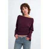 Addax Kayık Yaka Büzgülü Bluz B07037